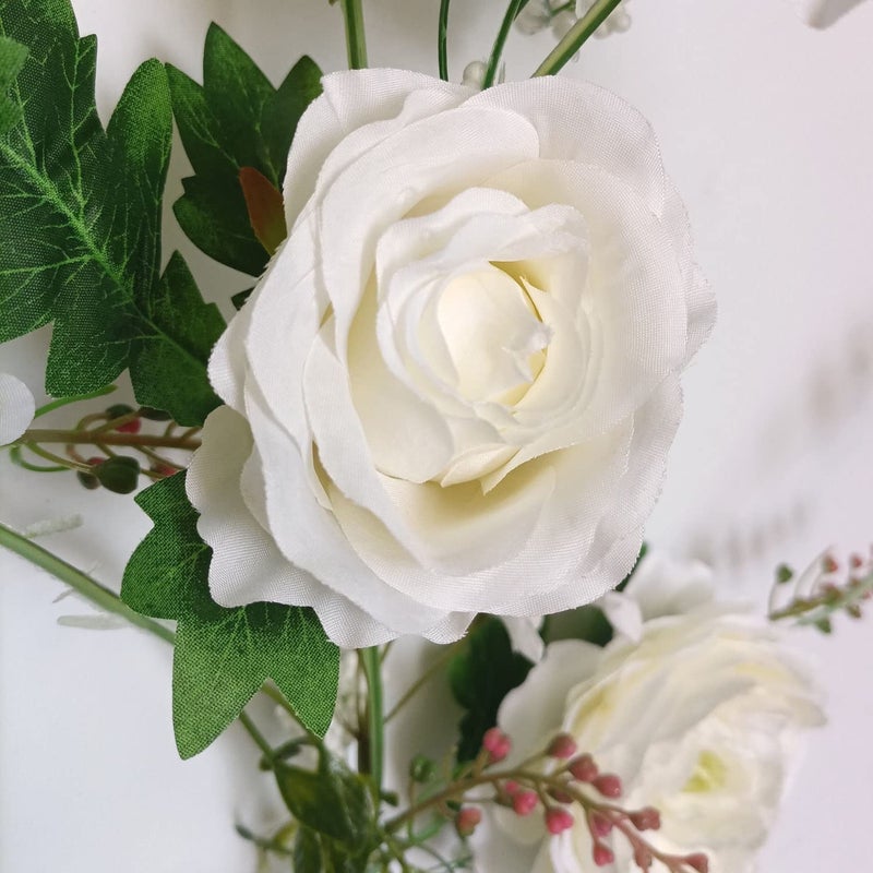 أورج ميموري إكليل زهور الفاوانيا OrgMemory Rose Flower Vine مقاس 6 بوصات لديكور الزفاف وديكور المنزل ومفرش الطاولة (إكليل الفاوانيا العاجي) - Image 3